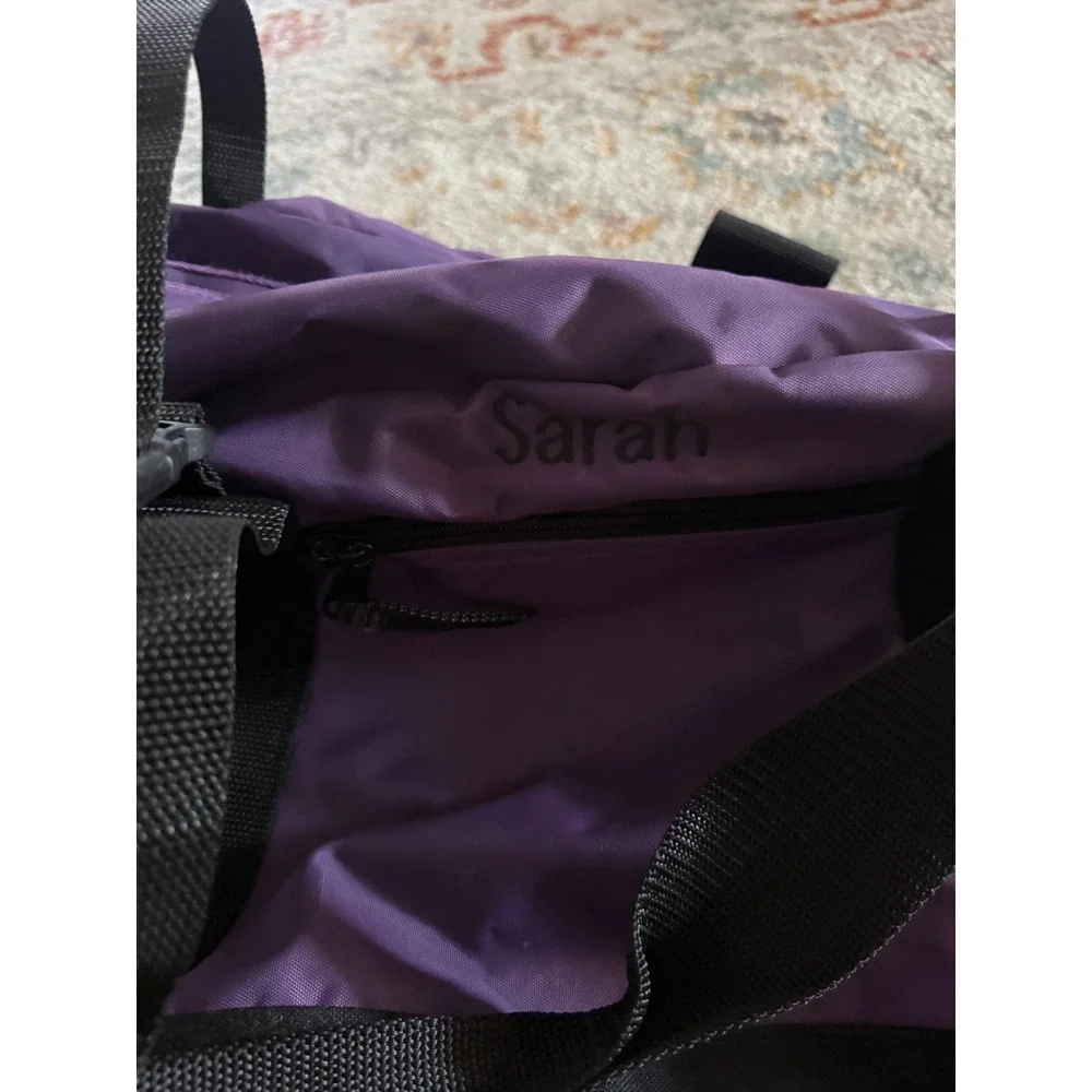 LL Bean Adventure Duffle Bag Purple Black Large Travel Gym Bag Sarah Vintage